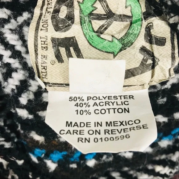 Baja Joe Striped Baja Hoodie Black White Blue Size Small - Picture 5 of 7